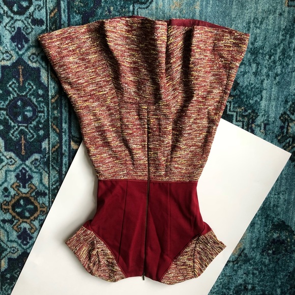 || J. CREW ||  WINE TWEED CAP SLEEVE DRESS - Picture 5 of 8